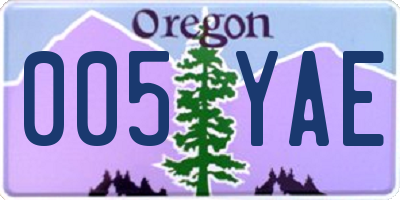 OR license plate 005YAE
