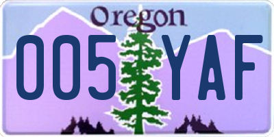 OR license plate 005YAF