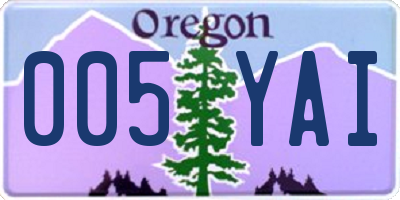 OR license plate 005YAI