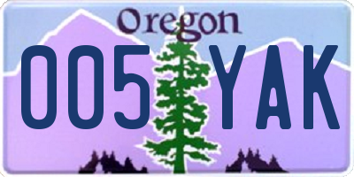 OR license plate 005YAK