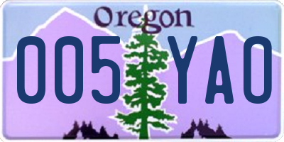 OR license plate 005YAO