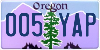 OR license plate 005YAP