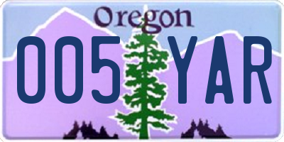 OR license plate 005YAR