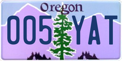 OR license plate 005YAT