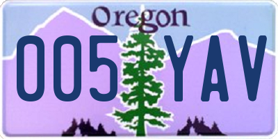 OR license plate 005YAV