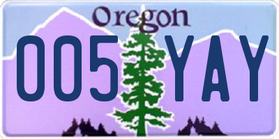 OR license plate 005YAY