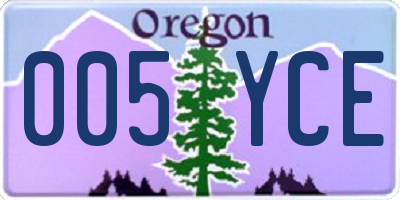 OR license plate 005YCE
