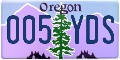 OR license plate 005YDS