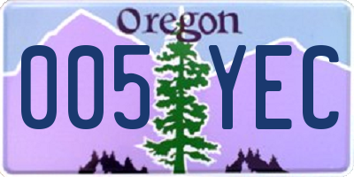 OR license plate 005YEC