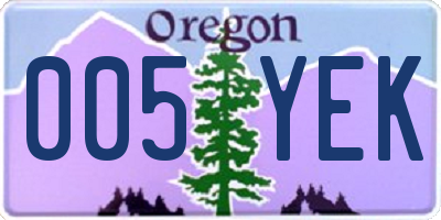 OR license plate 005YEK