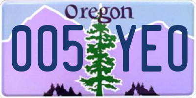 OR license plate 005YEO
