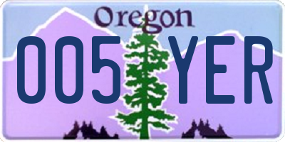 OR license plate 005YER