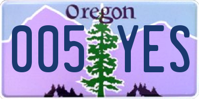 OR license plate 005YES