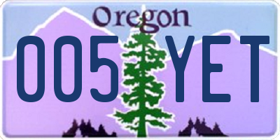 OR license plate 005YET