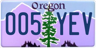 OR license plate 005YEV