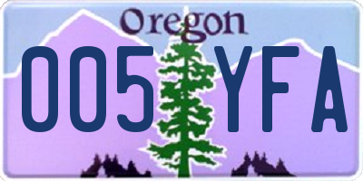 OR license plate 005YFA