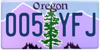 OR license plate 005YFJ