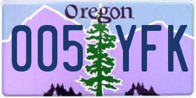 OR license plate 005YFK