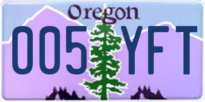 OR license plate 005YFT