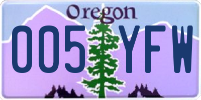 OR license plate 005YFW