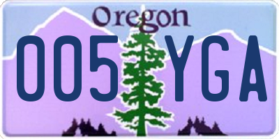 OR license plate 005YGA
