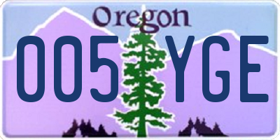OR license plate 005YGE