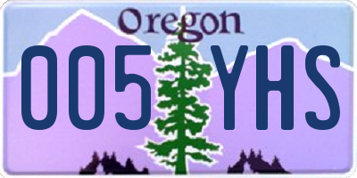 OR license plate 005YHS