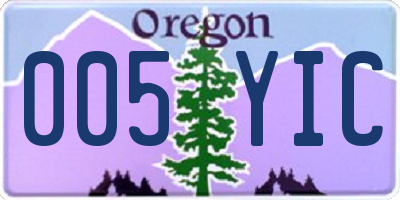 OR license plate 005YIC