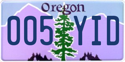 OR license plate 005YID