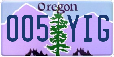 OR license plate 005YIG
