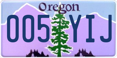 OR license plate 005YIJ