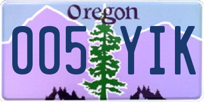 OR license plate 005YIK
