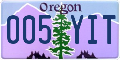 OR license plate 005YIT