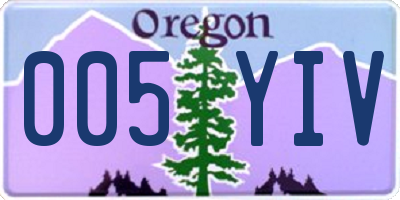 OR license plate 005YIV