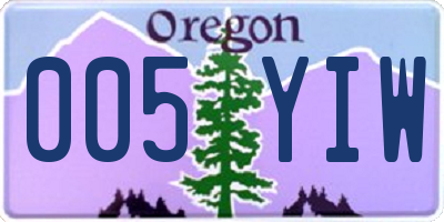 OR license plate 005YIW