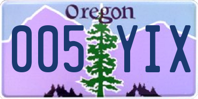 OR license plate 005YIX