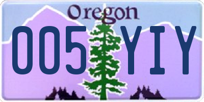 OR license plate 005YIY