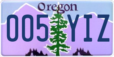 OR license plate 005YIZ