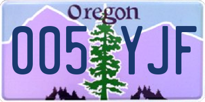 OR license plate 005YJF