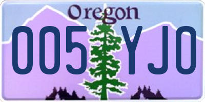 OR license plate 005YJO