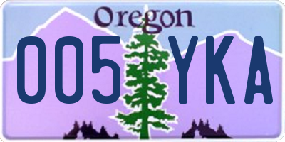 OR license plate 005YKA