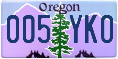 OR license plate 005YKO