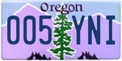 OR license plate 005YNI