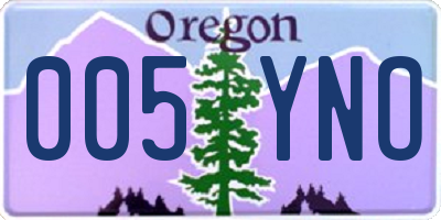 OR license plate 005YNO