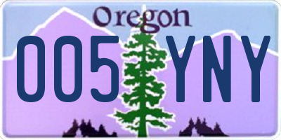 OR license plate 005YNY
