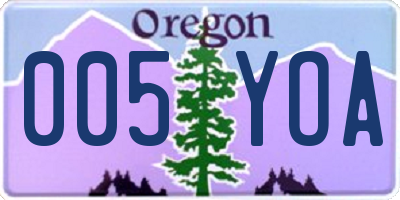 OR license plate 005YOA