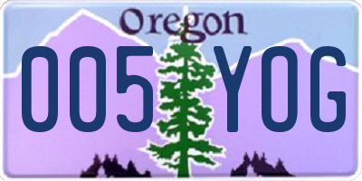 OR license plate 005YOG