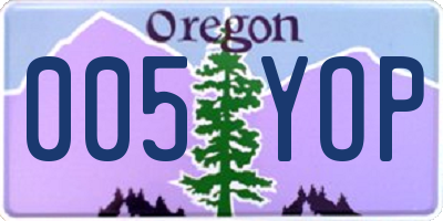 OR license plate 005YOP