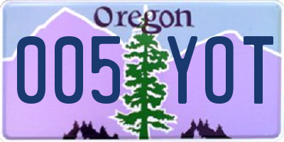 OR license plate 005YOT