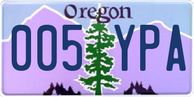 OR license plate 005YPA
